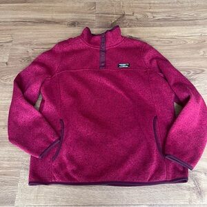 L.L. Bean Women’s Petite Large Maroon 1/4 Zip Fleece Pullover